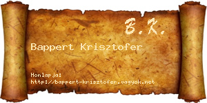 Bappert Krisztofer névjegykártya